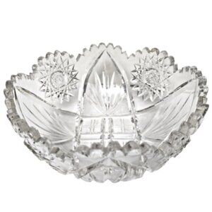 Antique Vintage RARE Brilliant Handcut Cut Crystal Glass 8” x 3.5” Bowl